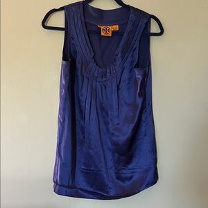 Tory Burch Women's Deep Blue Satin Blouse